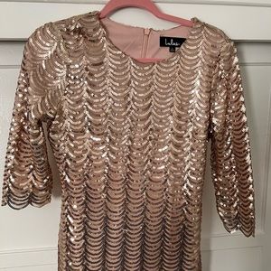 Star Dust Gold Sequin Bodycon Dress. Size large.